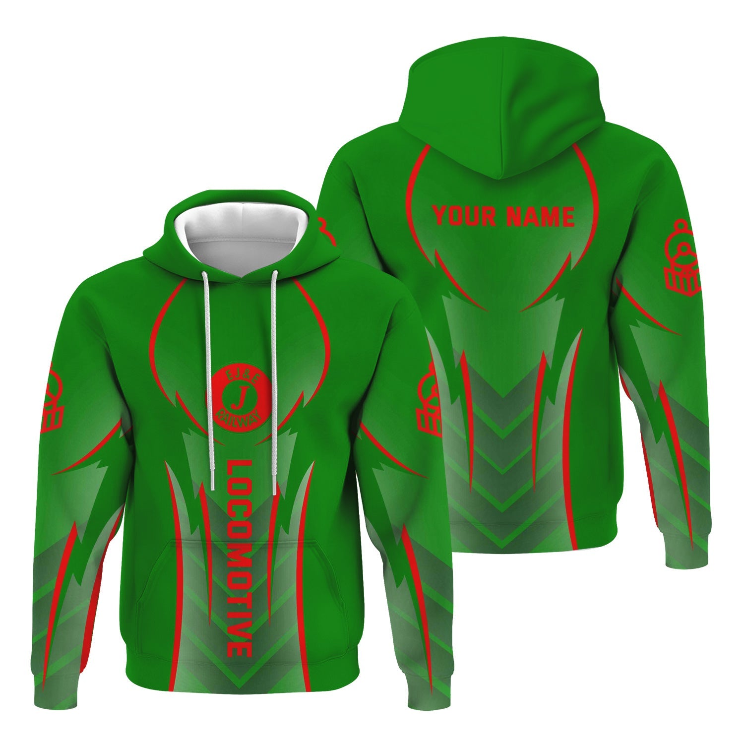 Railspirit Personalized Elgin Joliet And Eastern Railroad Hoodie Striking Line Style Train Zip Up Hoodie For Locomotive Lovers