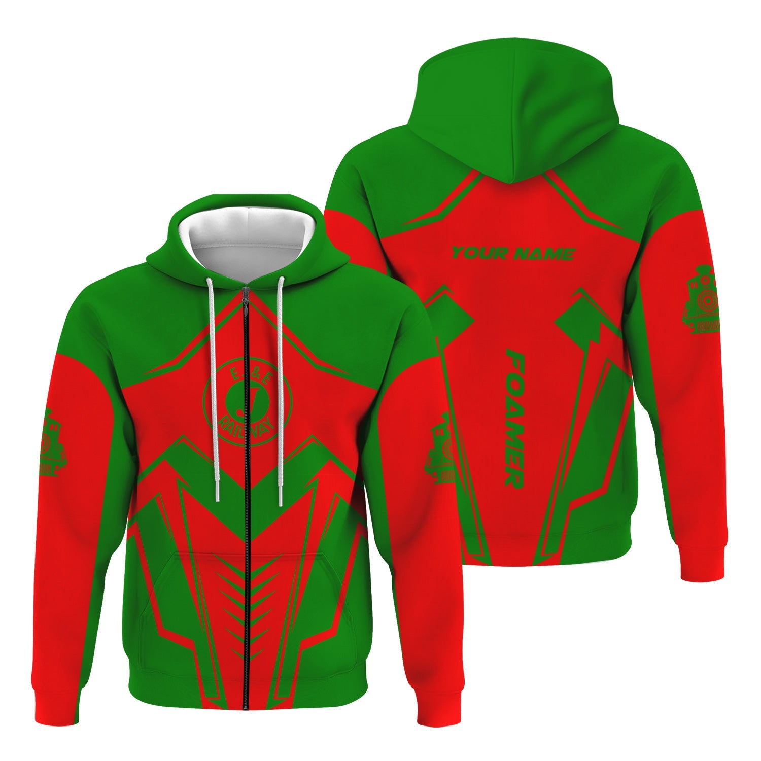 Railspirit Personalized Elgin Joliet And Eastern Railroad Hoodie Railway Trainspotter Style Zip Up Hoodie Gift Idea For Foamers