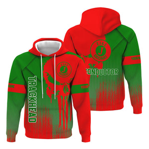 Railspirit Personalized Elgin Joliet And Eastern Railroad Hoodie Skull Design with Custom Job Train Zip Up Hoodie for Trackhead Crew