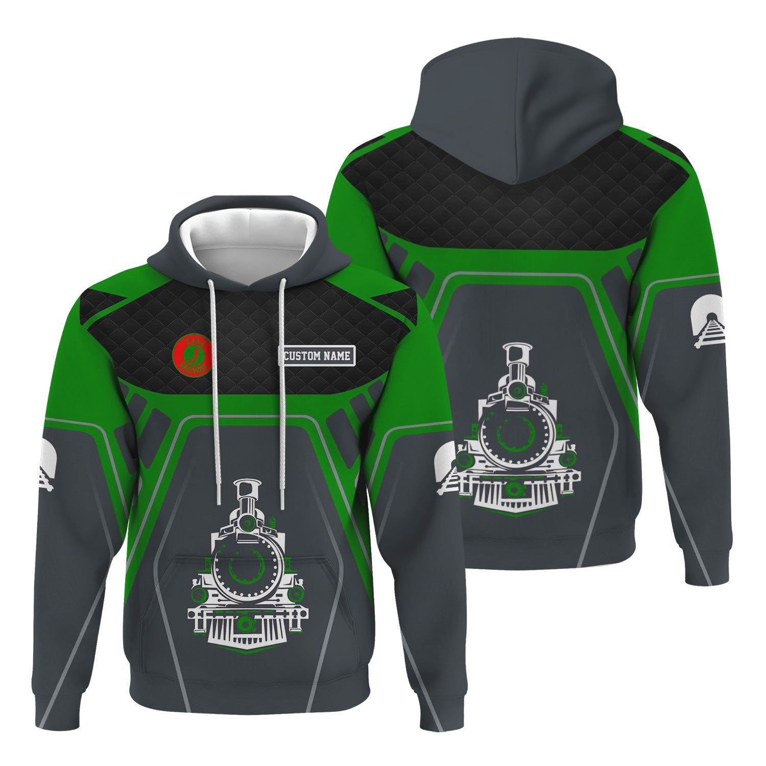 Railspirit Personalized Elgin Joliet And Eastern Railroad Hoodie Steam Locomotive Engine Graphic Train Zip Up Hoodie All Over Print