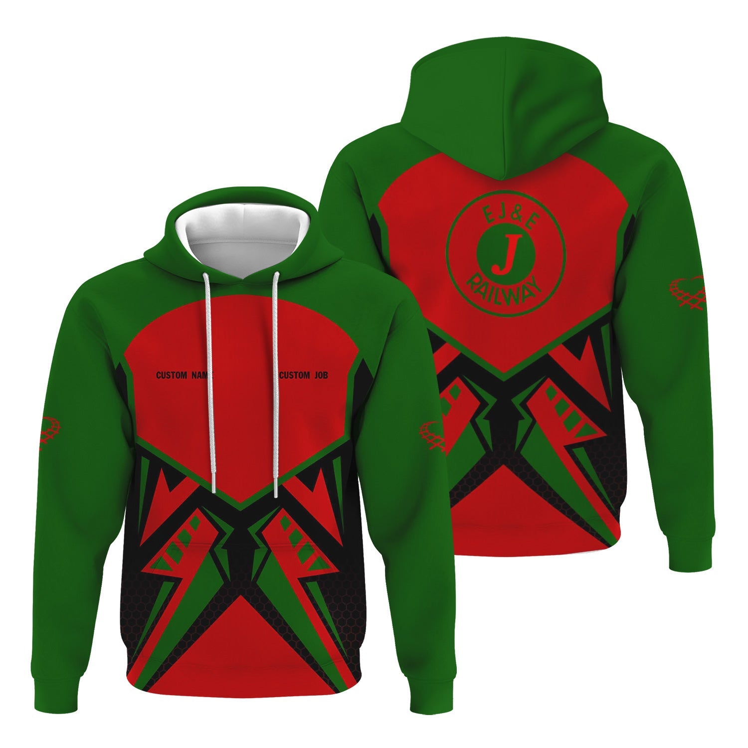 Railspirit Personalized Elgin Joliet And Eastern Railroad Hoodie Vibriant Style with Custom Position Train Zip Up Hoodie