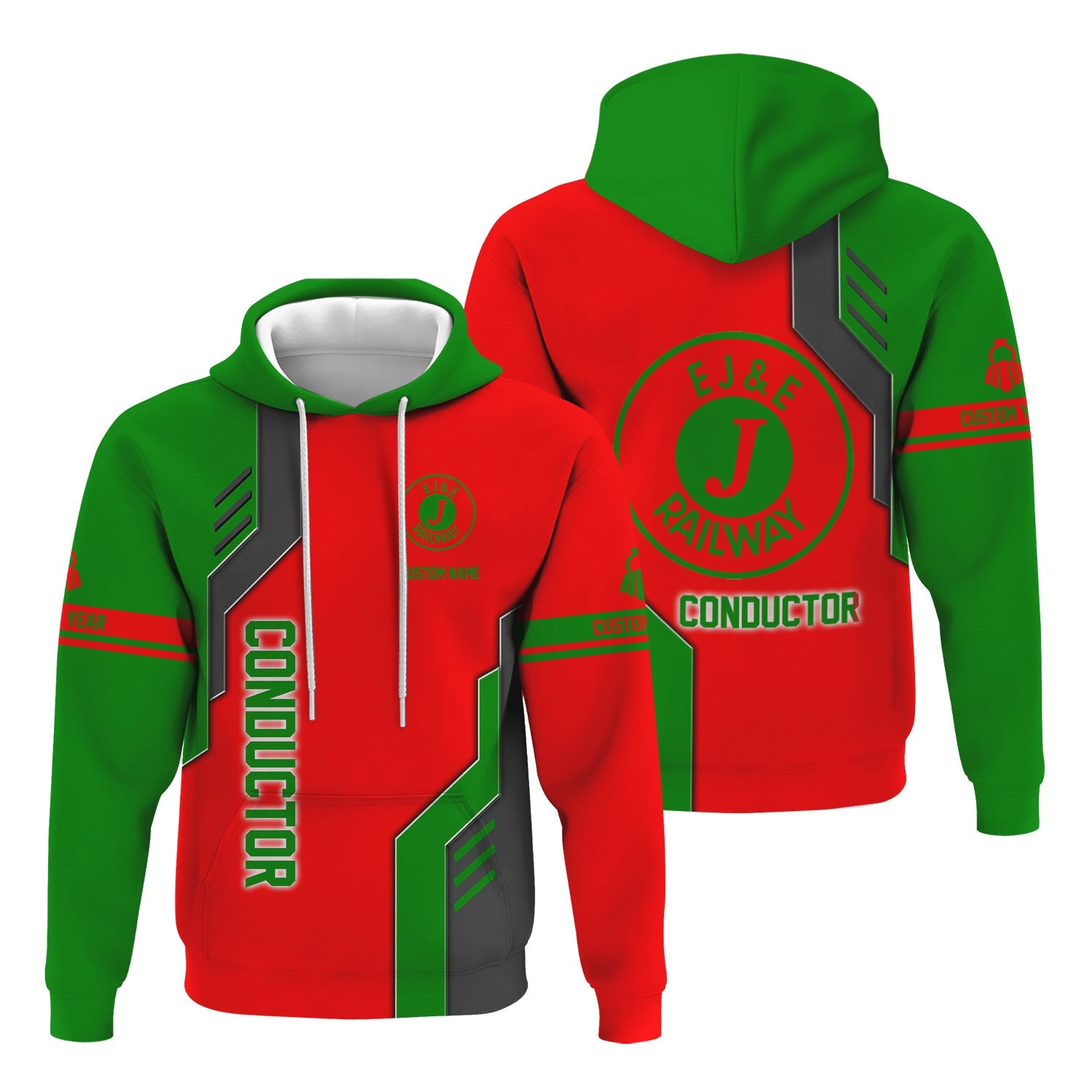 Railspirit Personalized Elgin Joliet And Eastern Railroad Hoodie Unique Railway Style with Custom Job Train Zip Up Hoodie