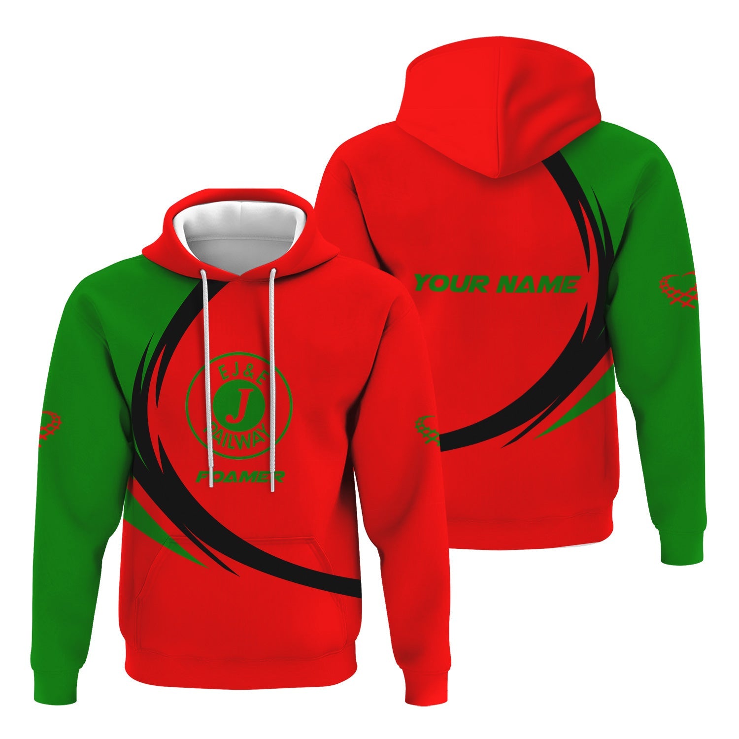 Railspirit Personalized Elgin Joliet And Eastern Railroad Hoodie Unique Graphic Style Zip Up Hoodie For Train Enthusiasts