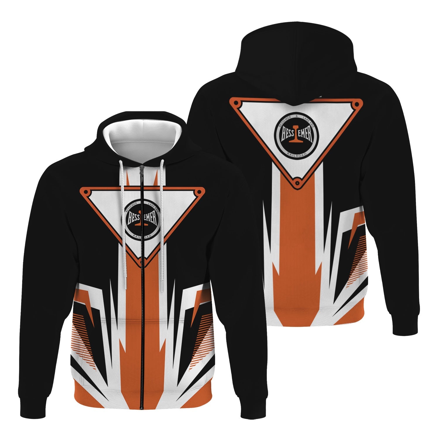 Railspirit Bessemer And Lake Erie Railroad Hoodie Bold Graphic Style All Over Printed Zip Up Hoodie