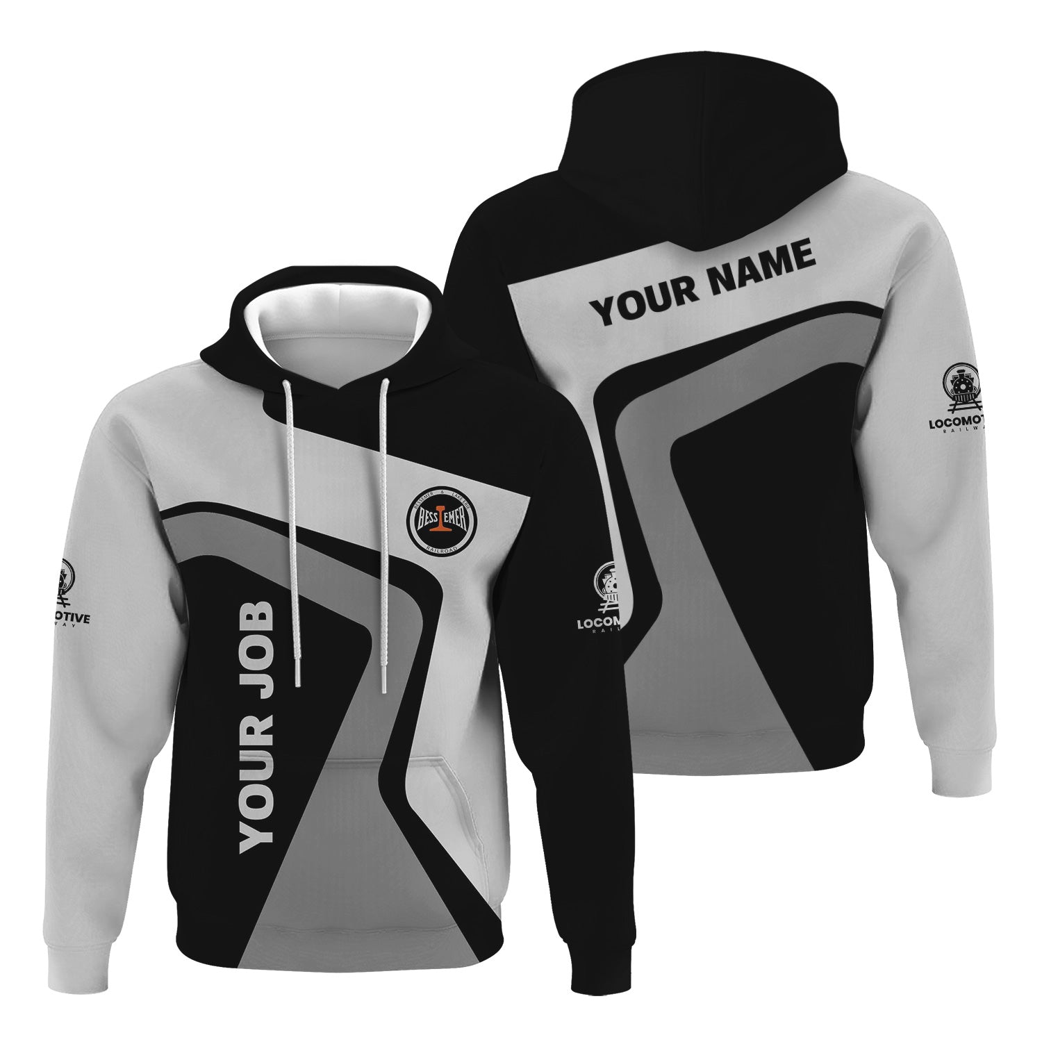 Railspirit Personalized Bessemer And Lake Erie Railroad Hoodie Unique Design with Custom Job Position Train Zip Up Hoodie