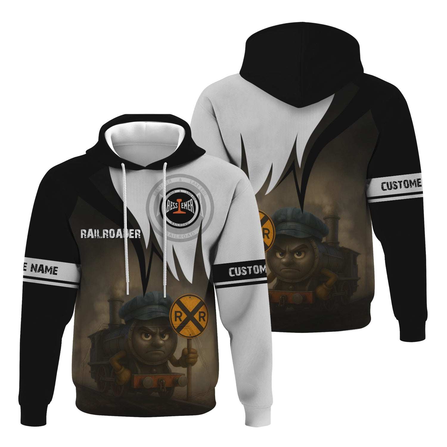 Railspirit Personalized Bessemer And Lake Erie Railroad Hoodie Angry Train Hoodie Gift Idea For Train Lover