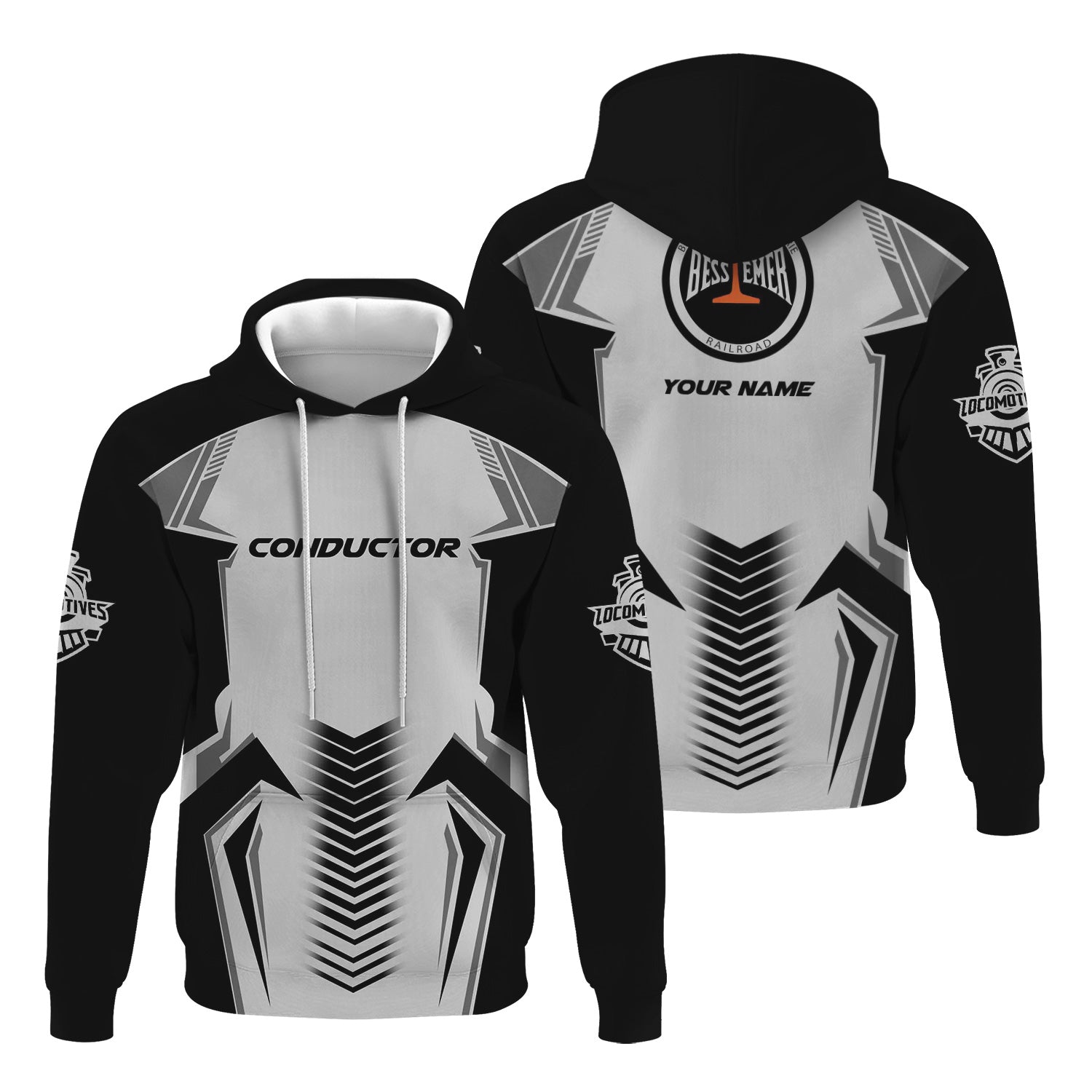 Railspirit Personalized Bessemer And Lake Erie Railroad Hoodie Standout Style with Custom Position Train Zip Up Hoodie