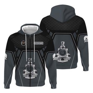 Railspirit Personalized Bessemer And Lake Erie Railroad Hoodie Steam Locomotive Engine Graphic Train Zip Up Hoodie All Over Print