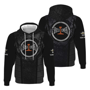 Railspirit Personalized Bessemer And Lake Erie Railroad Hoodie Cracked Metal Design Train Zip Up Hoodie for Rail Enthusiasts