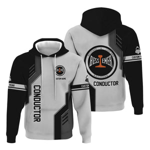 Railspirit Personalized Bessemer And Lake Erie Railroad Hoodie Unique Railway Style with Custom Job Train Zip Up Hoodie