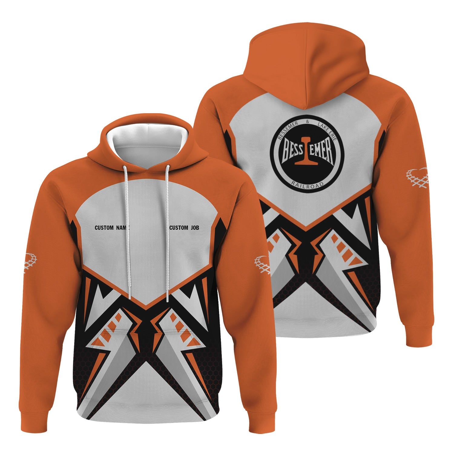 Railspirit Personalized Bessemer And Lake Erie Railroad Hoodie Vibriant Style with Custom Position Train Zip Up Hoodie