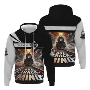 Railspirit Personalized Bessemer And Lake Erie Railroad Hoodie One Track Mind Train Printed ZIp Up Hoodie