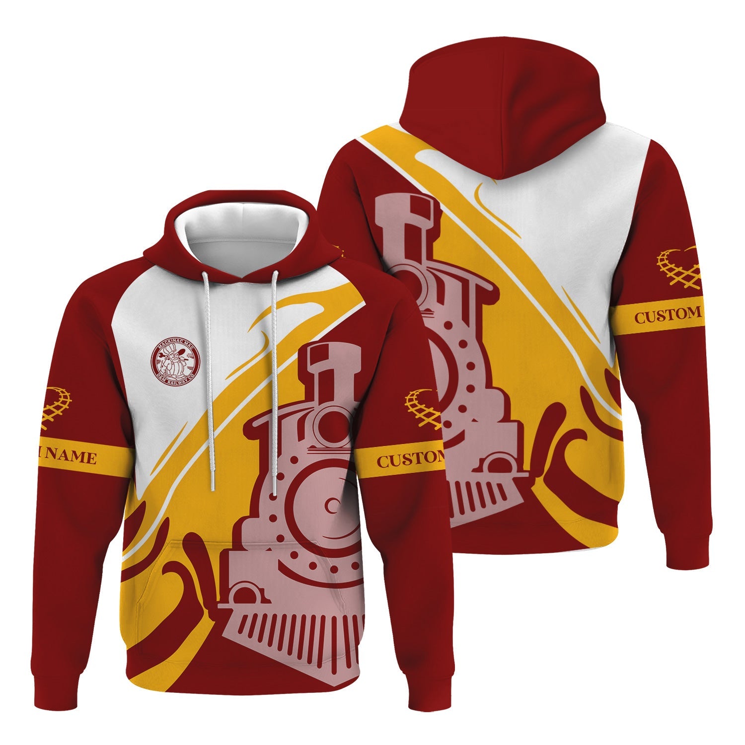 Railspirit Personalized Detroit & Mackinac Railroad Hoodie Flame-Inspired Style Zip Up Hoodie Gift Idea For Train Lovers