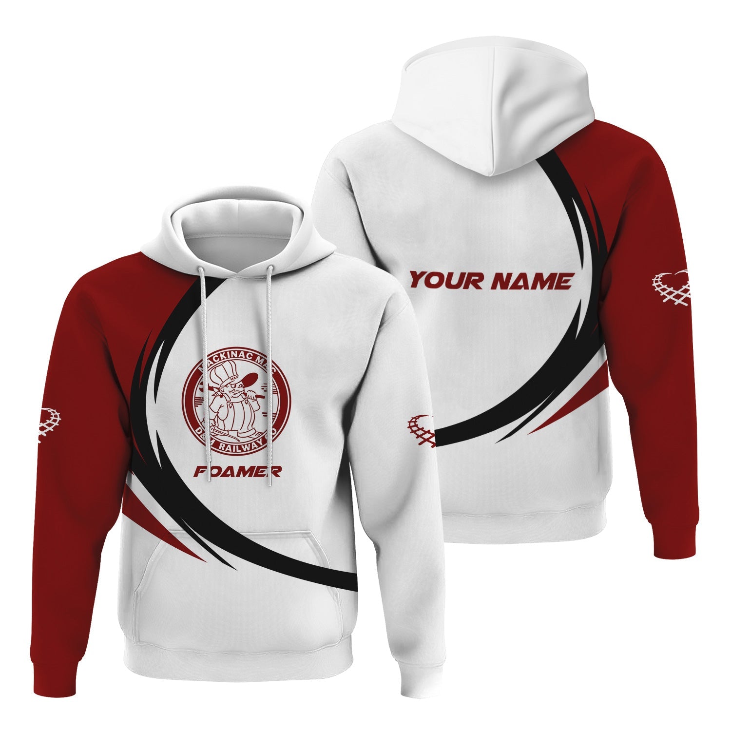 Railspirit Personalized Detroit & Mackinac Railroad Hoodie Unique Graphic Style Zip Up Hoodie For Train Enthusiasts