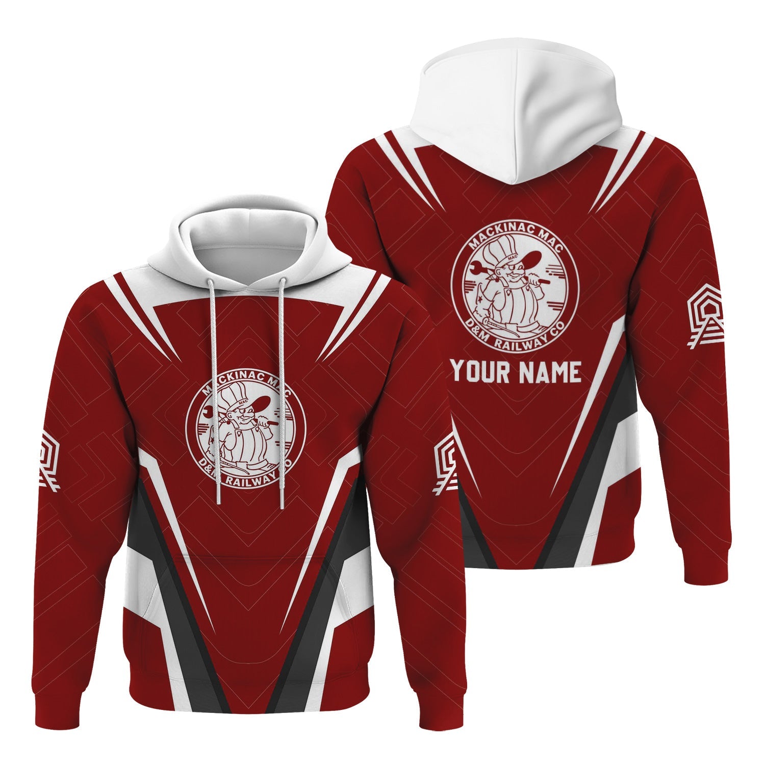 Railspirit Personalized Detroit & Mackinac Railroad Hoodie Railway Inspired Apparel Train Zip Up Hoodie For Train Lovers