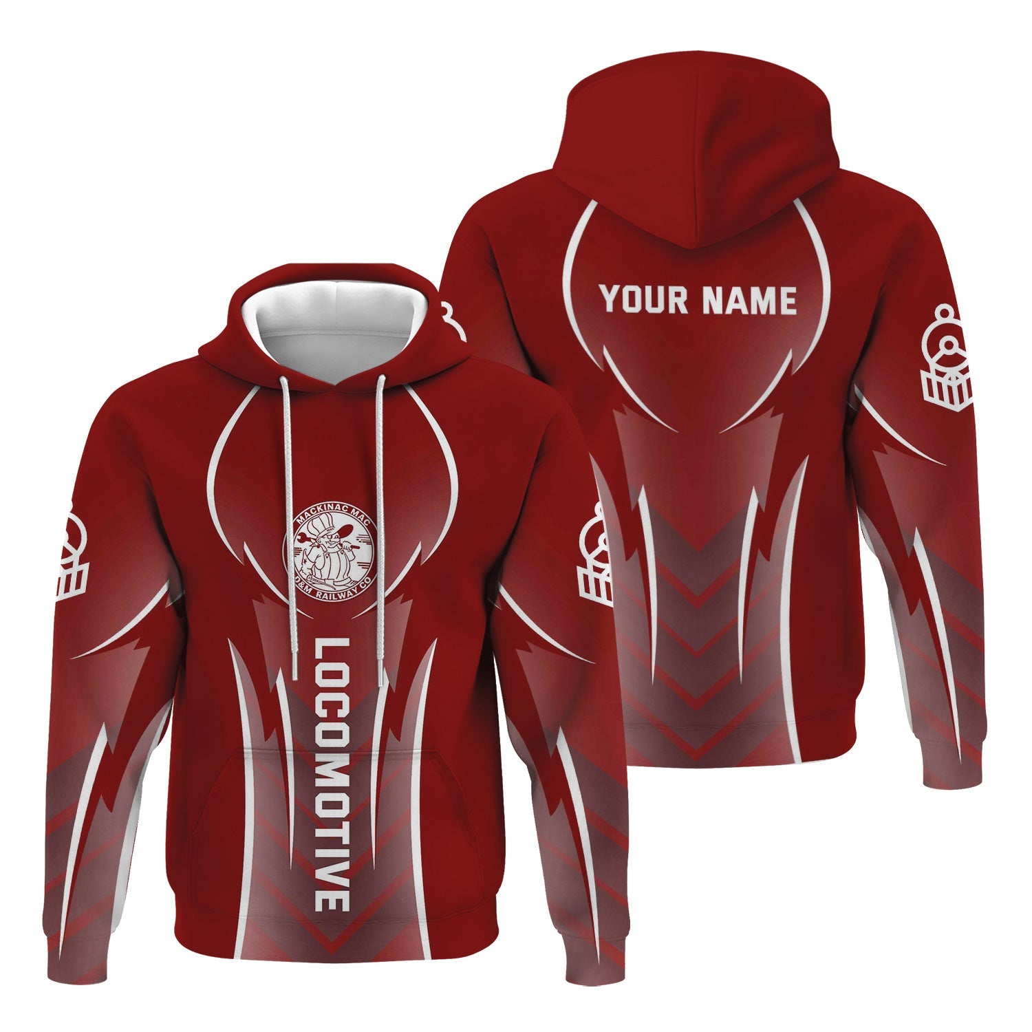 Railspirit Personalized Detroit & Mackinac Railroad Hoodie Striking Line Style Train Zip Up Hoodie For Locomotive Lovers