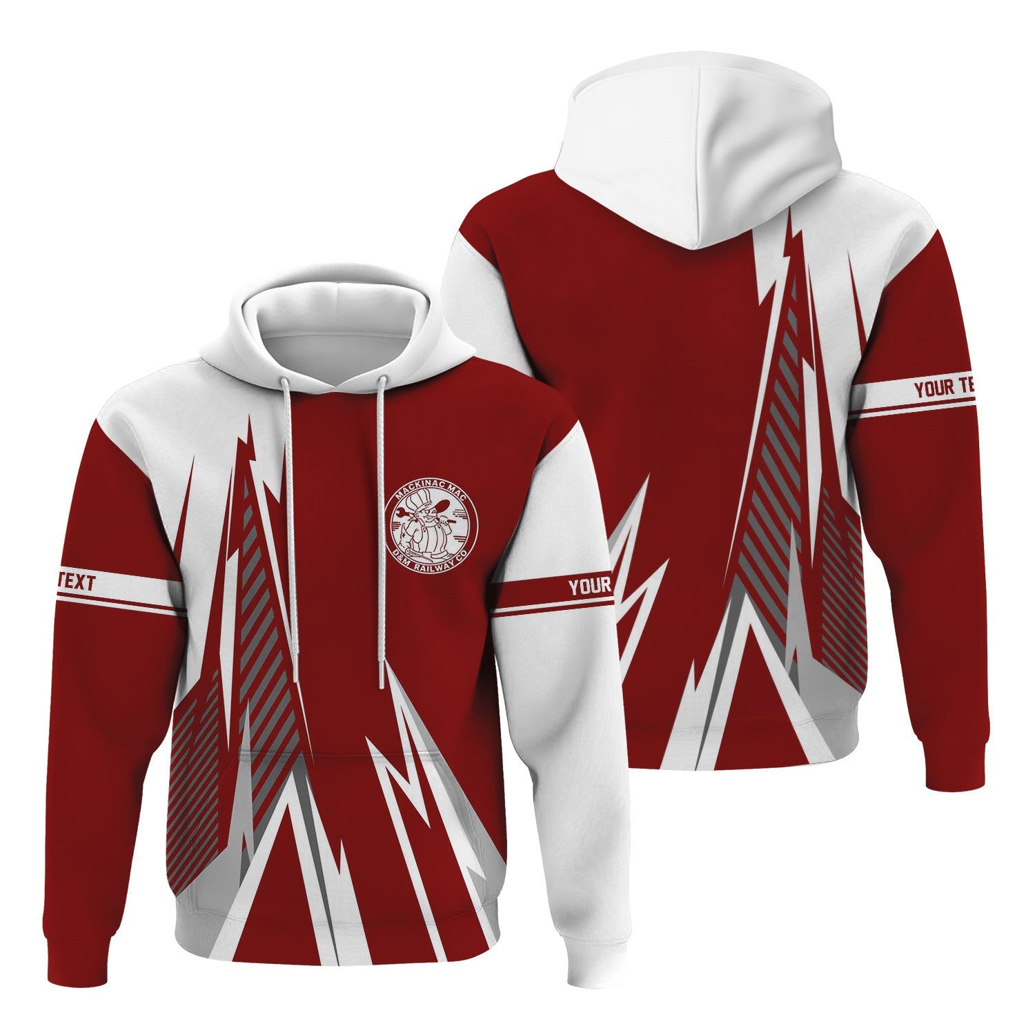 Railspirit Personalized Detroit & Mackinac Railroad Hoodie Lightning-Inspired Railway Style Zip Up Hoodie For Train Lovers