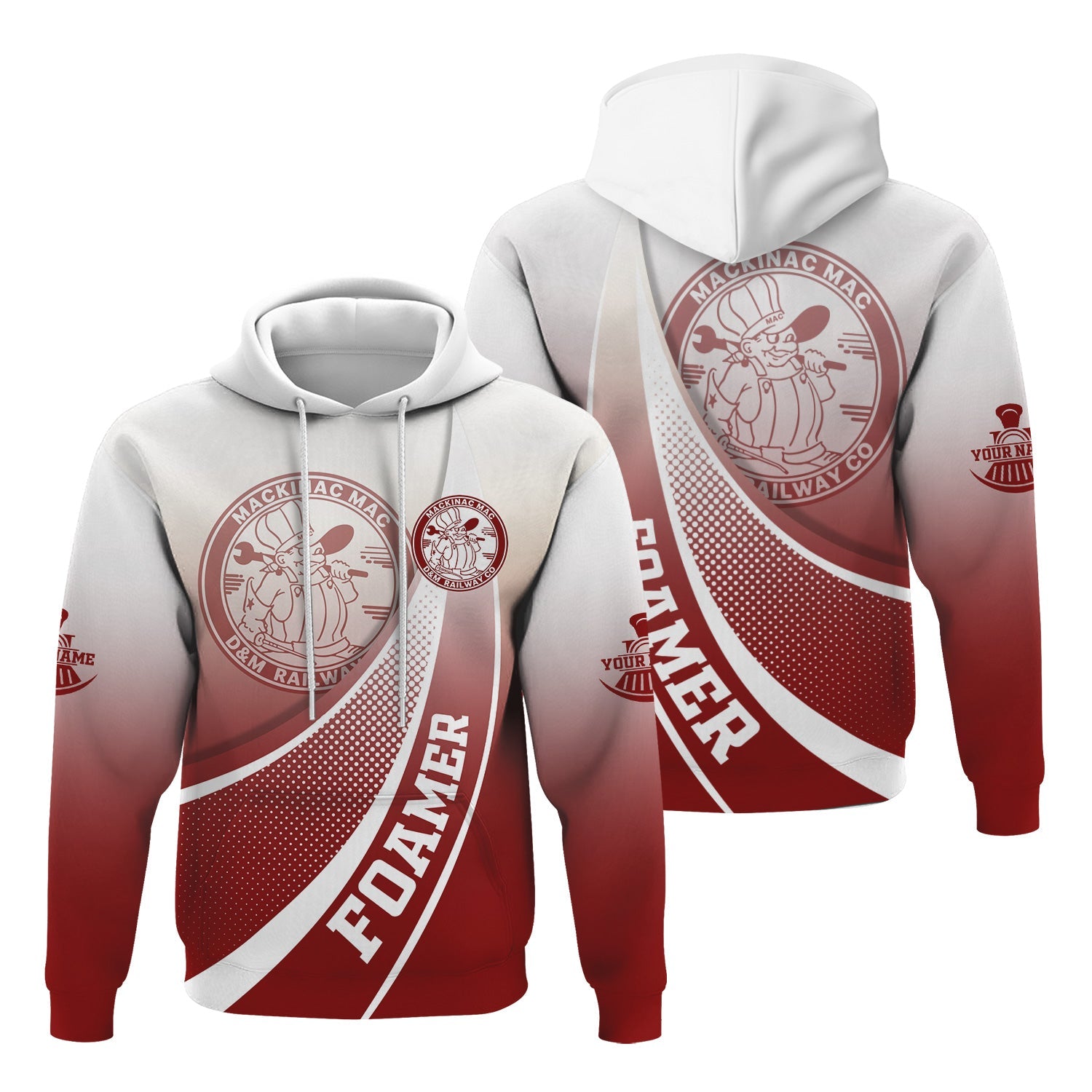 Railspirit Personalized Detroit & Mackinac Railroad Hoodie Railway-Themed Style Zip Up Hoodie Gift Idea For Trainspotter