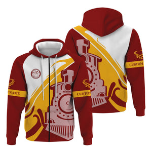 Railspirit Personalized Detroit & Mackinac Railroad Hoodie Flame-Inspired Style Zip Up Hoodie Gift Idea For Train Lovers