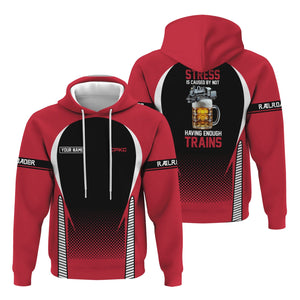 Railspirit Personalized Canadian Pacific Kansas City Hoodie Stress Is Caused By Not Having Enough Trains CPKC  Zip Up Hoodie