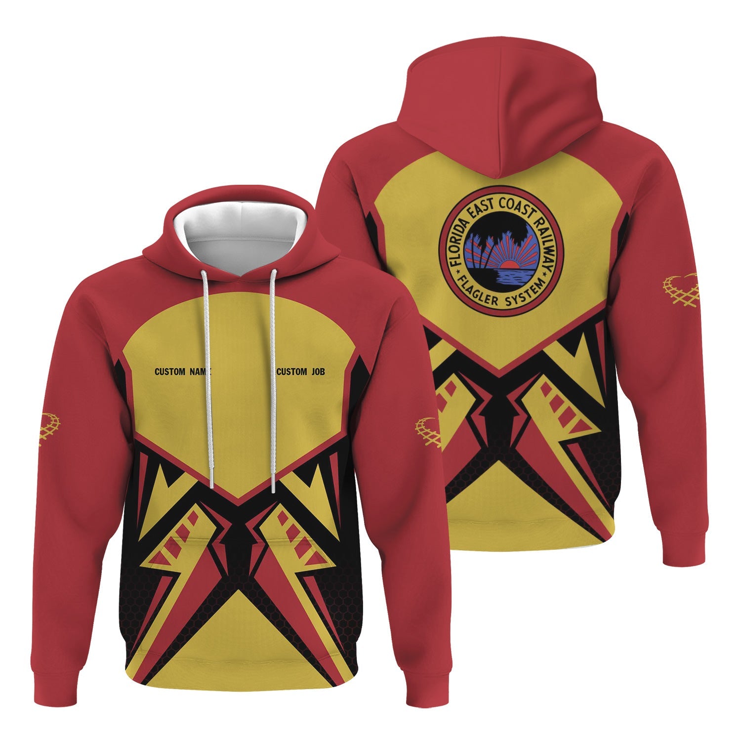 Railspirit Personalized Florida East Coast Railway Hoodie Vibriant Style with Custom Position Train Zip Up Hoodie