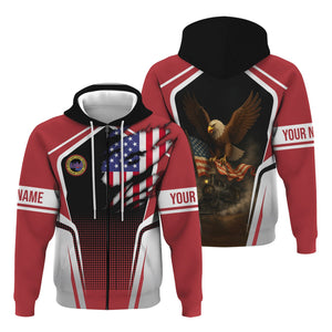 Railspirit Personalized Florida East Coast Railway Hoodie American Eagle Vintage Train Zip Up Hoodie