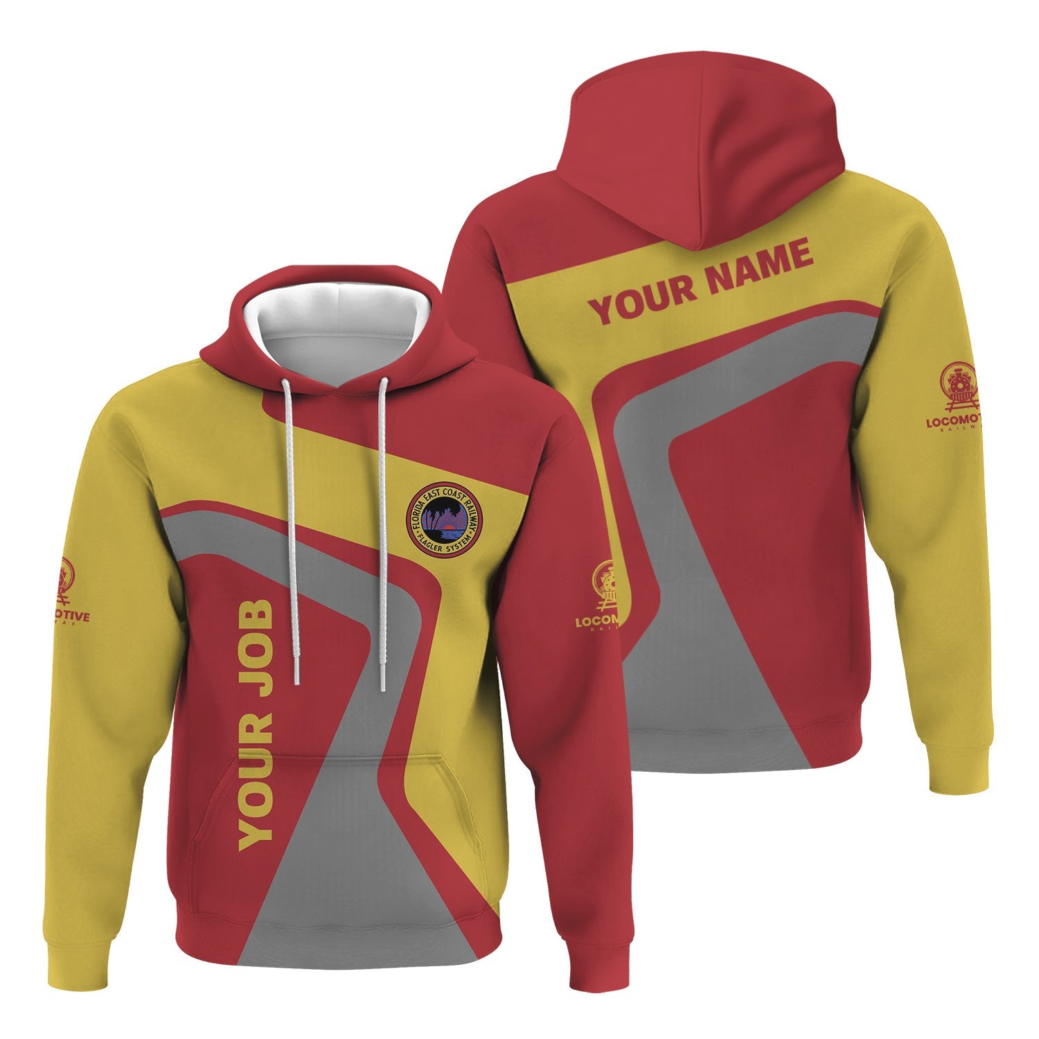 Railspirit Personalized Florida East Coast Railway Hoodie Unique Design with Custom Job Position Train Zip Up Hoodie