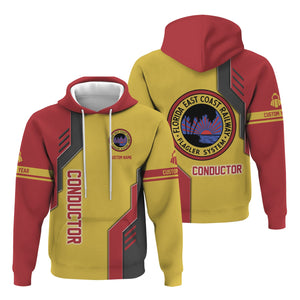 Railspirit Personalized Florida East Coast Railway Hoodie Unique Railway Style with Custom Job Train Zip Up Hoodie