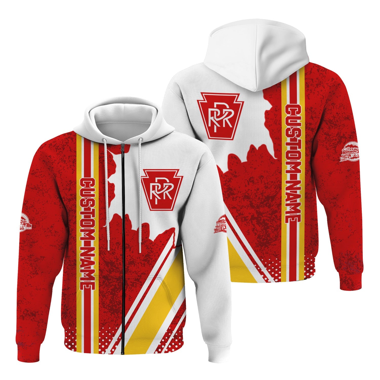 Railspirit Personalized Pennsylvania Railroad Hoodie All Over Printed Unisex Zip Up Hoodie