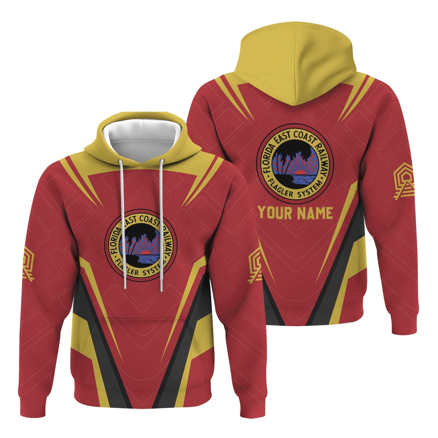 Railspirit Personalized Florida East Coast Railway Hoodie Railway Inspired Apparel Train Zip Up Hoodie For Train Lovers