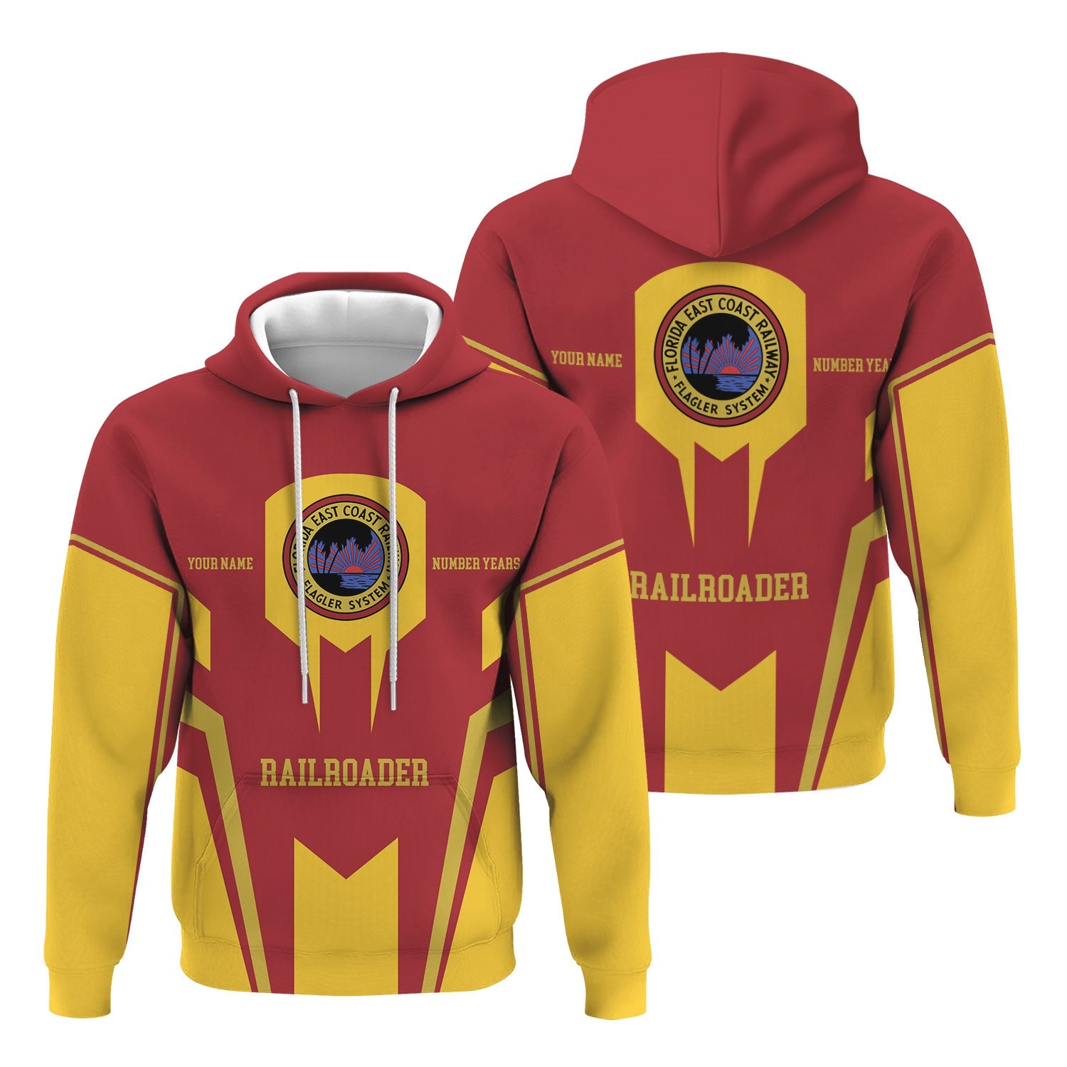 Railspirit Personalized Florida East Coast Railway Hoodie Custom Year Railroader Zip Up Hoodie Gift Idea For Train Lover