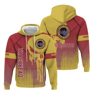 Railspirit Personalized Florida East Coast Railway Hoodie Skull Design with Custom Job Train Zip Up Hoodie for Trackhead Crew