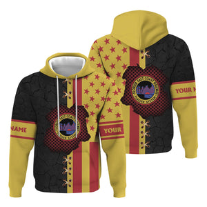 Railspirit Personalized Florida East Coast Railway Hoodie American Flag with Crack Effect Train Zip Up Hoodie