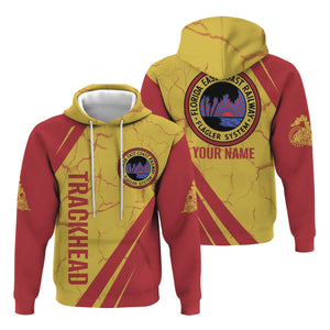 Railspirit Personalized Florida East Coast Railway Hoodie Crackle Texture Style Train Zip Up Hoodie For Trackhead