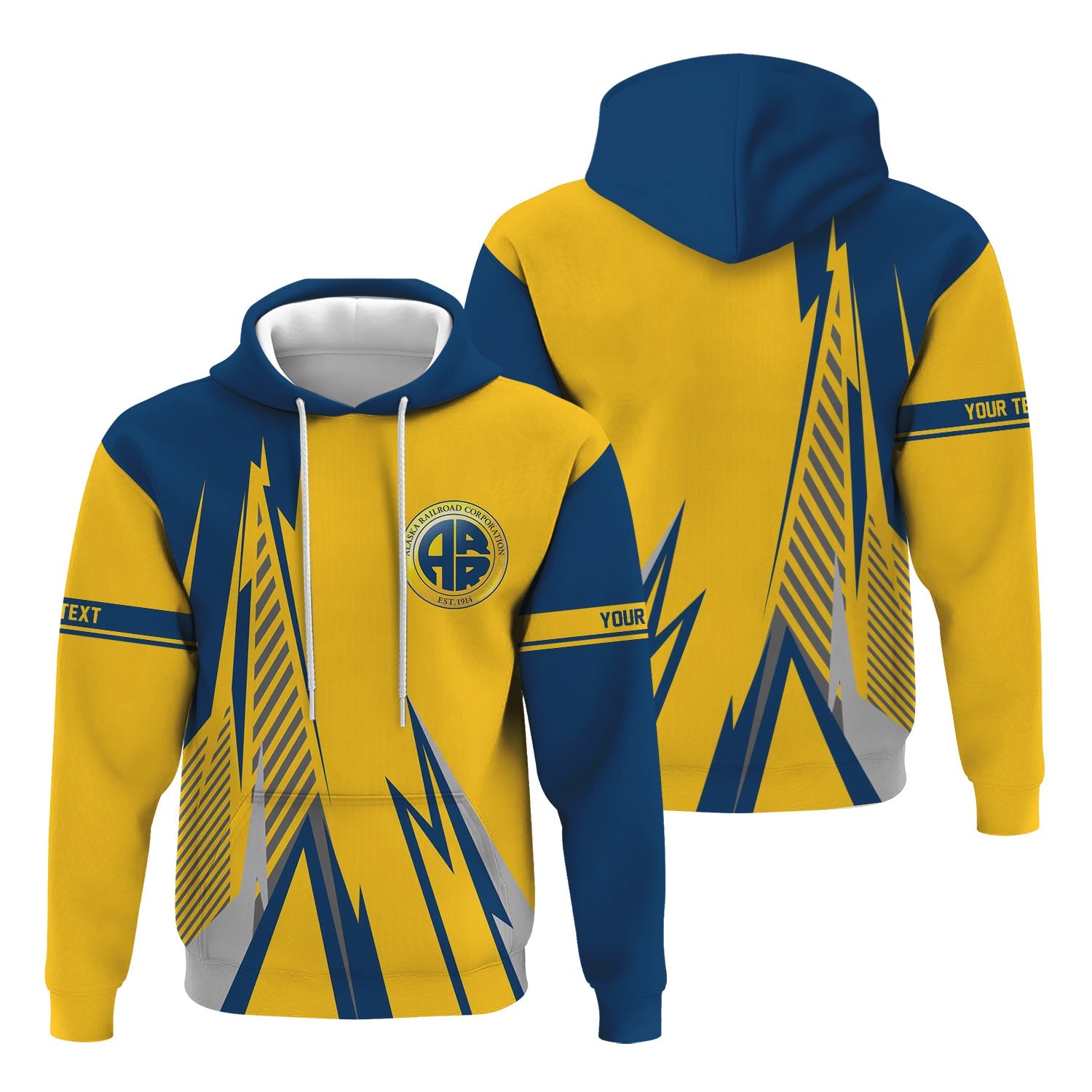 Railspirit Personalized Alaska Railroad Hoodie Lightning-Inspired Railway Style Zip Up Hoodie For Train Lovers