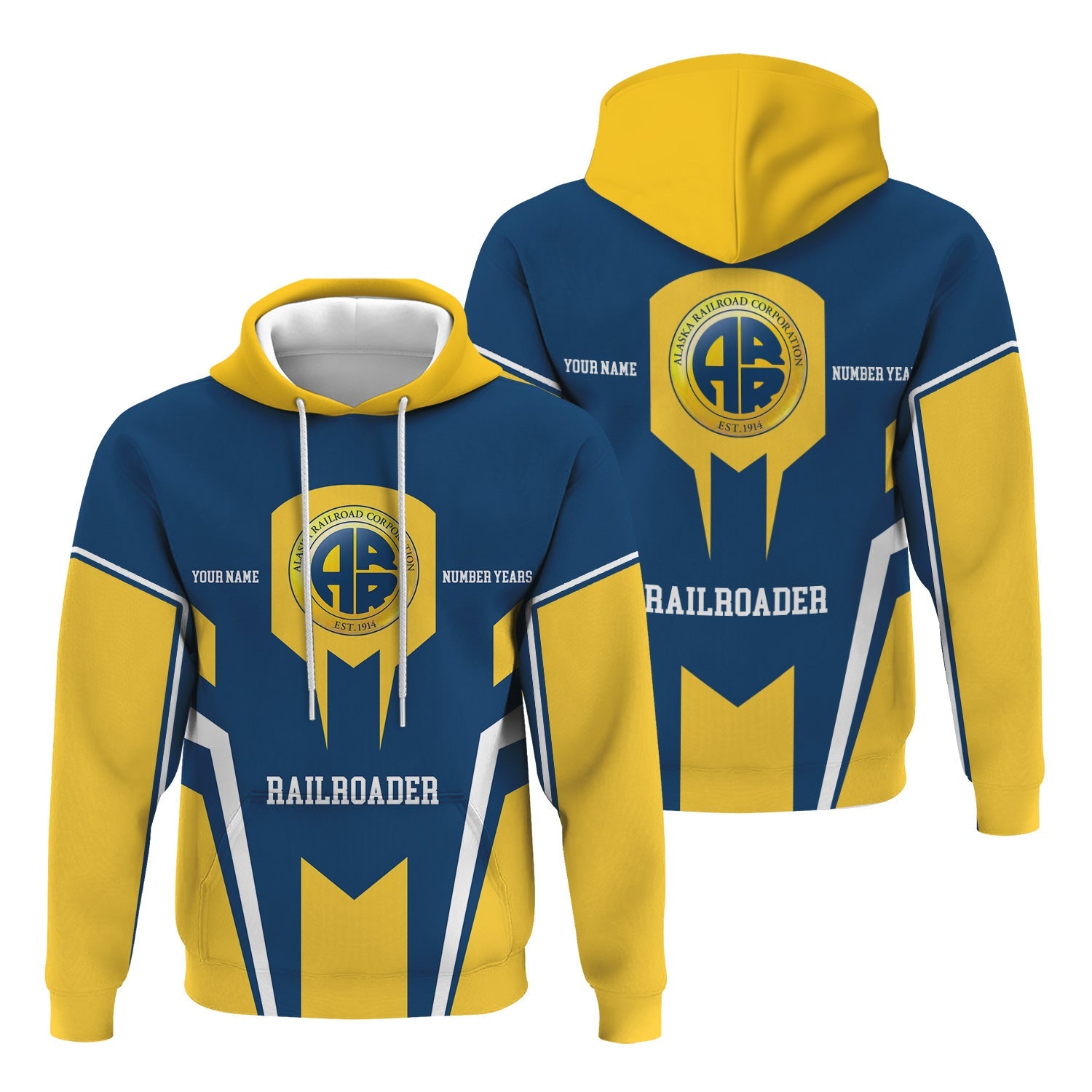 Railspirit Personalized Alaska Railroad Hoodie Custom Year Railroader Zip Up Hoodie Gift Idea For Train Lover