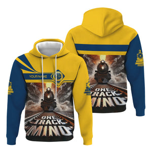 Railspirit Personalized Alaska Railroad Hoodie One Track Mind Train Printed ZIp Up Hoodie