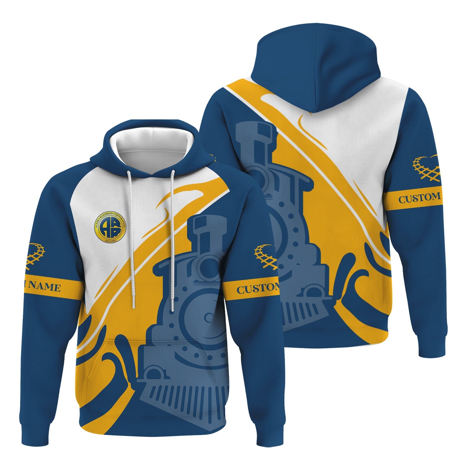 Railspirit Personalized Alaska Railroad Hoodie Flame-Inspired Style Zip Up Hoodie Gift Idea For Train Lovers