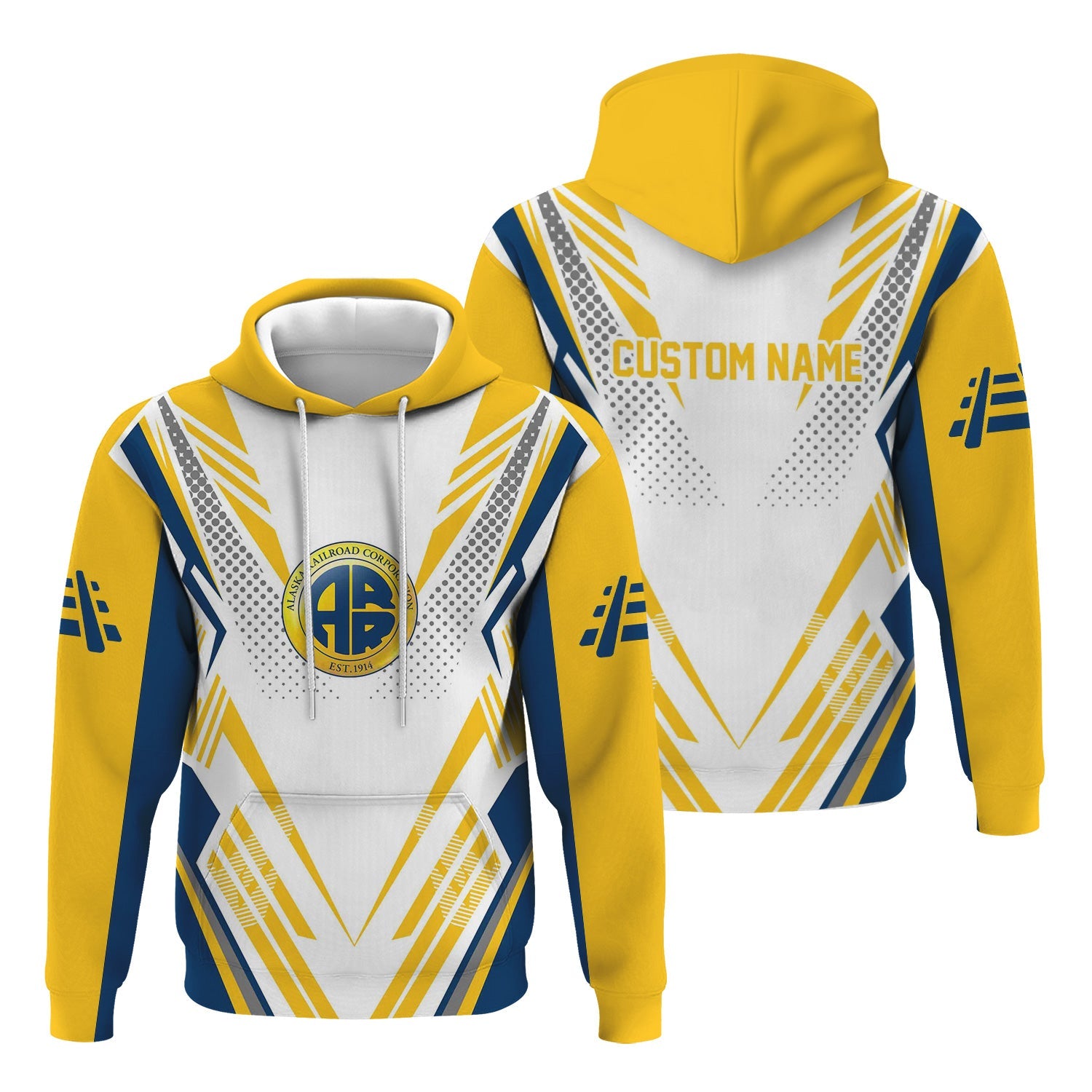 Railspirit Personalized Alaska Railroad Hoodie Railroad Tribute Design Train Zip Up Hoodie for Train Lovers