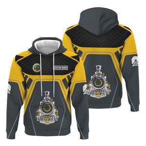 Railspirit Personalized Alaska Railroad Hoodie Steam Locomotive Engine Graphic Train Zip Up Hoodie All Over Print