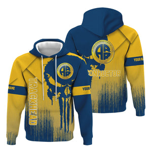 Railspirit Personalized Alaska Railroad Hoodie Skull Design with Custom Job Train Zip Up Hoodie for Trackhead Crew