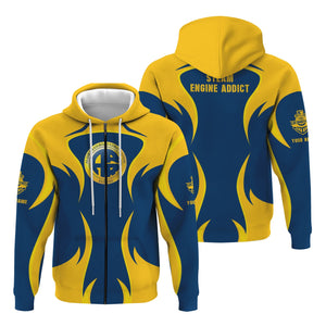 Railspirit Personalized Alaska Railroad Hoodie Distinctive Flame Style Zip Up Hoodie For Steam Engine Addict