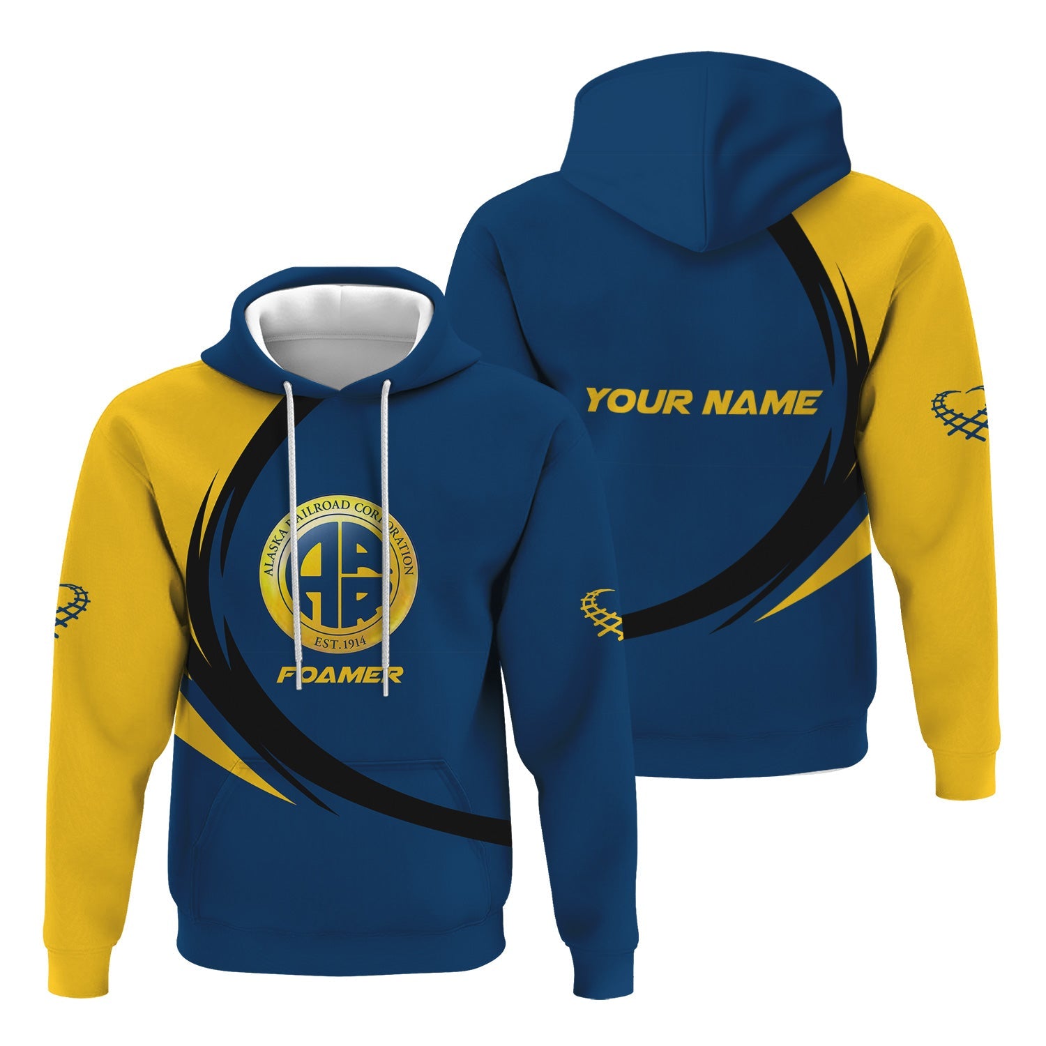 Railspirit Personalized Alaska Railroad Hoodie Unique Graphic Style Zip Up Hoodie For Train Enthusiasts