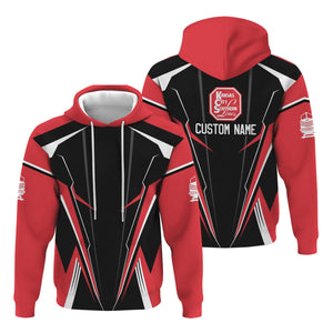 Railspirit Personalized Kansas City Southern Hoodie Lightning-Edge Design Train Zip Up Hoodie For Railroad Lovers