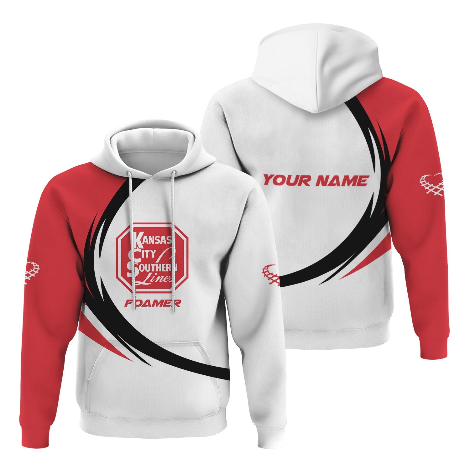 Railspirit Personalized Kansas City Southern Hoodie Unique Graphic Style Zip Up Hoodie For Train Enthusiasts