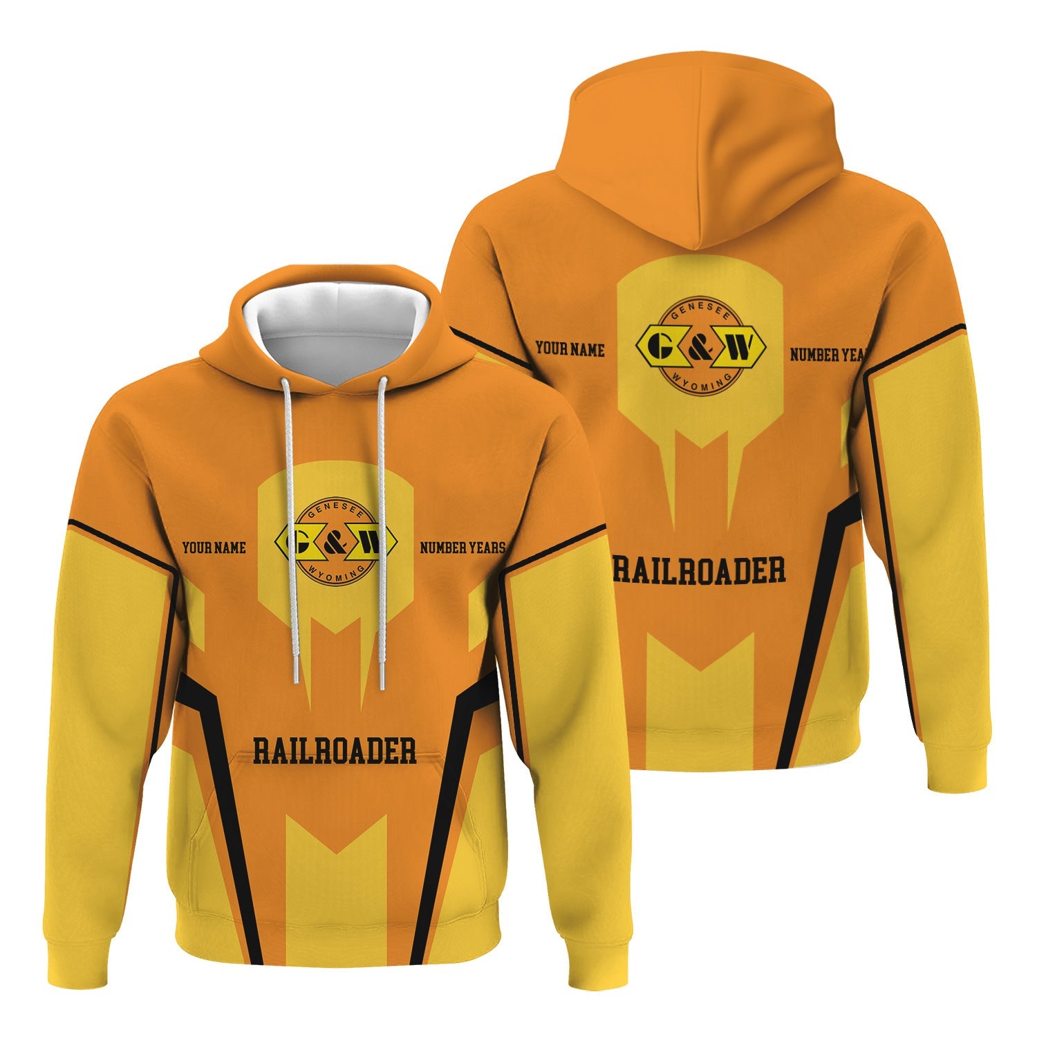 Railspirit Personalized Genesee & Wyoming Inc. Railroad Hoodie Custom Year Railroader Zip Up Hoodie Gift Idea For Train Lover