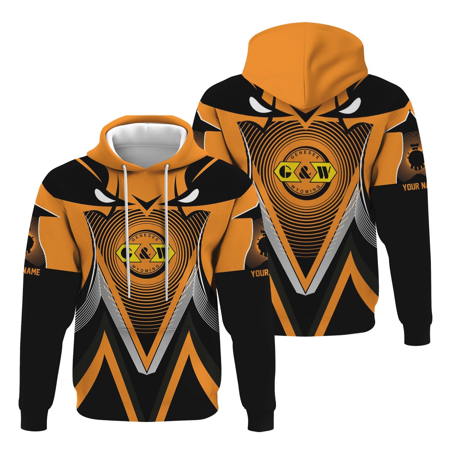 Railspirit Personalized Genesee & Wyoming Inc. Railroad Hoodie Vibrant Graphic Pattern Zip Up Hoodie For Train Enthusiasts