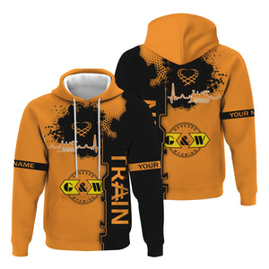 Railspirit Personalized Genesee & Wyoming Inc. Railroad Hoodie Engine Heartbeat and Track Love Style Zip Up Hoodie Gift Idea For Train Lovers