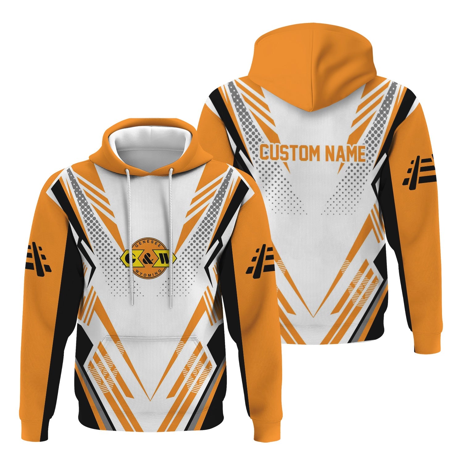 Railspirit Personalized Genesee & Wyoming Inc. Railroad Hoodie Railroad Tribute Design Train Zip Up Hoodie for Train Lovers