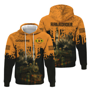 Railspirit Personalized Genesee & Wyoming Inc. Railroad Hoodie Vintage Train Art Style Zip Up Hoodie For Locomotive Fans
